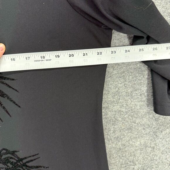 KL Concepts Dress Women L Large Black Floral Maxi Long 3/4 Sleeve Crew Neck - Picture 4 of 5